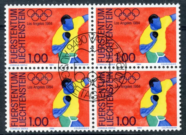 Stamp Timbre Liechtenstein Oblitere Bloc De 4 N° 789 Jeux Olympiques Los Angeles