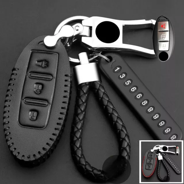 Genuine Leather Car Key Fob Case Cover For Infiniti Q50 Q60 J11 For Nissan Rogue