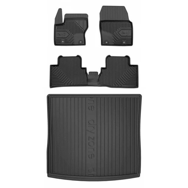 Tapis de sol en velours arrière gris avec entourage nubuck gris pour Ford C-MAX