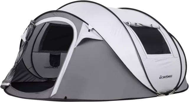 EchoSmile 4-6 Personnes Tente de Camping Pop-up, imperméable, avec 2 fenêtres en