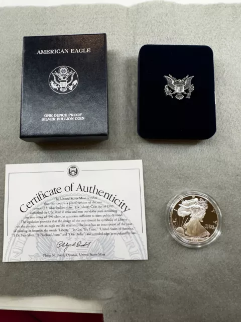 1999 - P  Silver American Eagle One Dollar Coin.  In case, untouched