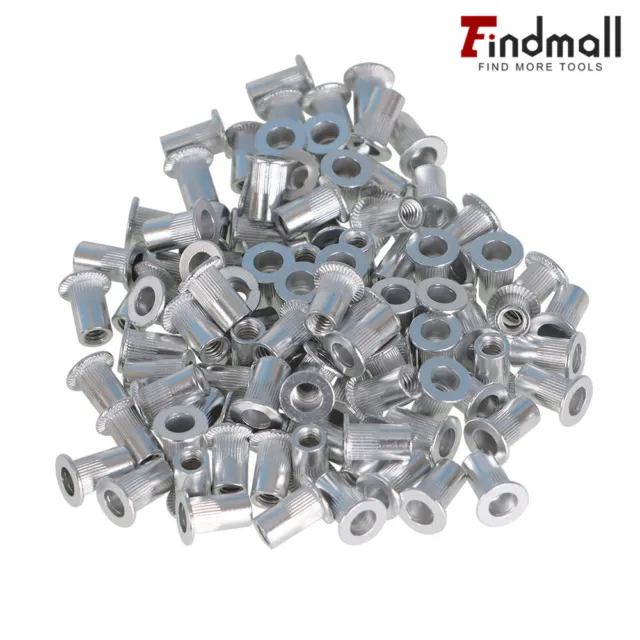 Findmall 100 PACK 8-32 Aluminum Flange Nutserts Rivet Nut Rivnut Nutsert New