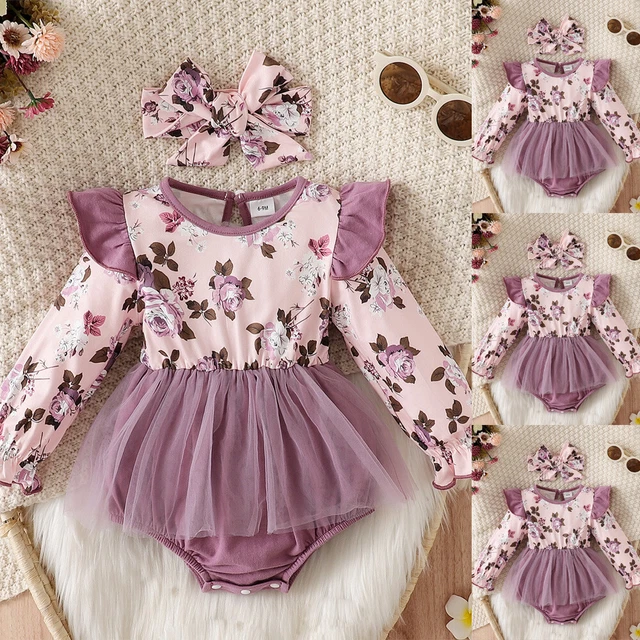 2PCS Newborn Baby Girl Outfits Clothes Romper tutu Dress Jumpsuit Bodysuit Set