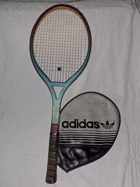 Vintage Ancienne RAQUETTE DE TENNIS En Bois ADIDAS SIRIUS avec Sa Housse Sport