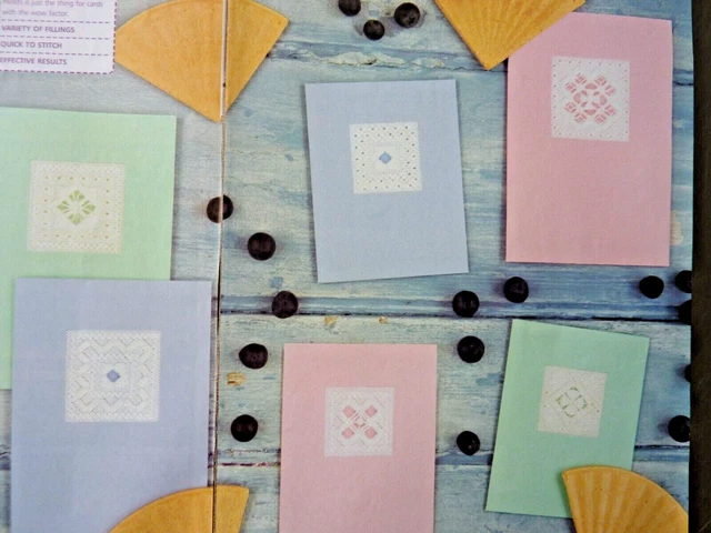 8678] Gráfico de Hardanger 6 cuadrados pequeños, motivos para tarjetas