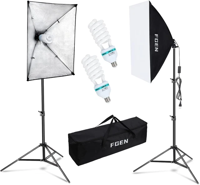 Softbox Beleuchtungskit, FGen Softbox Linienlänge 2,5 m mit 135W 5500K Tageslicht für