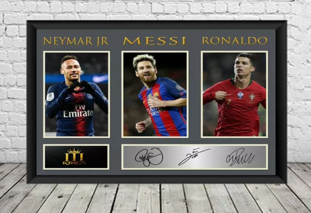 Messi Ronaldo Neymar Signed Photo Print Autographed Poster Football Memorabilia