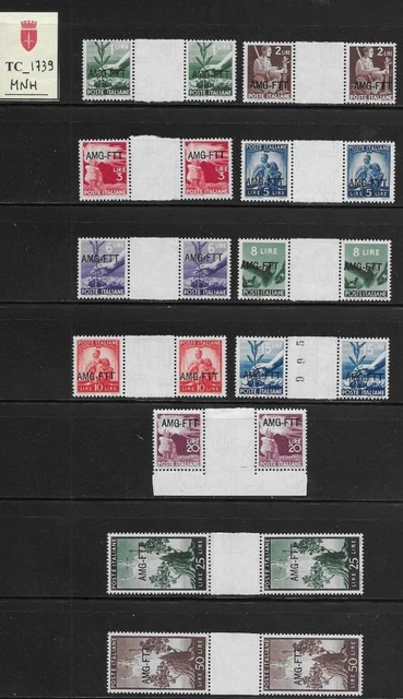 TC_1739. TRIESTE FTT. Gutter pairs of 1947 "DEMOCRATICA" cplt. set. MNH