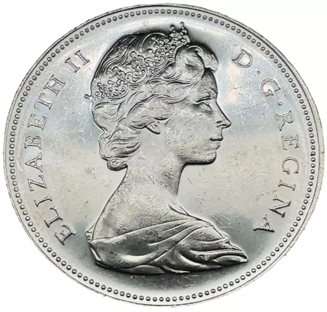 1965 PL Unc. $1 Canada Dollar .800 Silver Type 3  Large Bead Blunt  5.