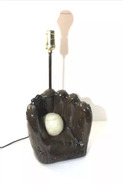 Baseball Glove Table Lamp- Chalkware Catchers Mitt Light, 18”x8”x5” -Fresh Paint