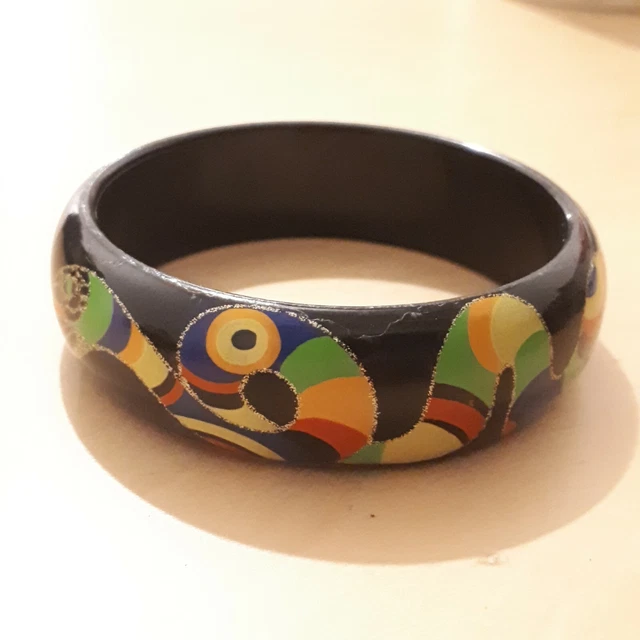 Bracelet Vintage En Résine Doré Or 24 Carats - Taille S, M, L - Occasion Très Bon état