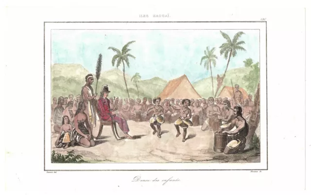 1836 Rienzi engraving JOHN ADAMS KUAKINI ~ Sandwich Ils. HULA Kailua-Kona HAWAII