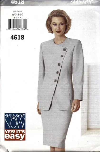 UNCUT Vintage Butterick Pattern Misses Jacket Skirt 4618 SEWING OOP SEE & SEW FF