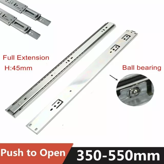 1-10 Pairs Push Open Ball Bearing Drawer Runners Slides 350-550mm Full Extension