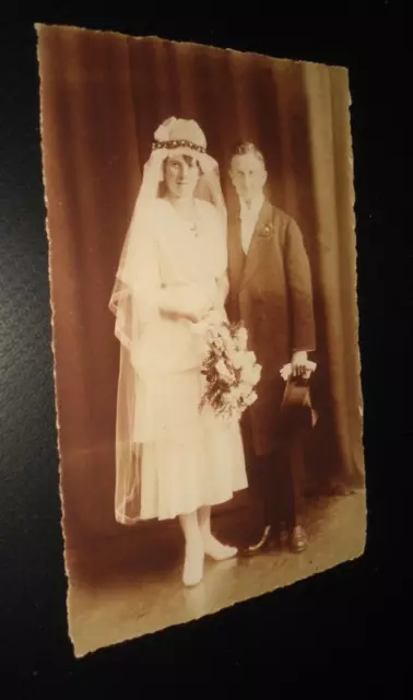 Alte Foto-Ak Hochzeit Brautpaar um 1920