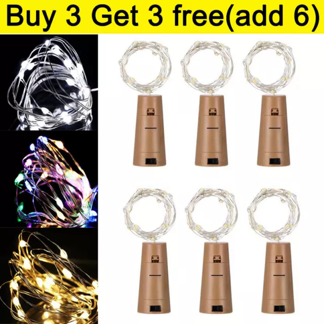 Bottle Fairy String Lights Battery Cork Shaped Christmas Wedding Party 2M 20 LED