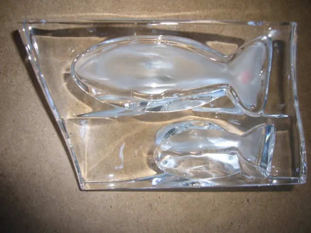 Pair of Cristalleria  clear heavy glass  Dolphins Made in Italy