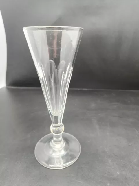 Antique 19th Century Ale Glass With Slice Cut Decoration