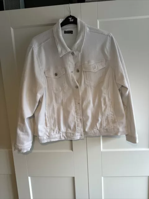 Papaya White Denim Jacket With Stretch Size 24