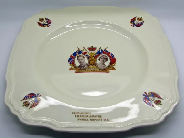 1937 Coronation Plate King George  Advertising Fraser & Payne Prince Rupert BC