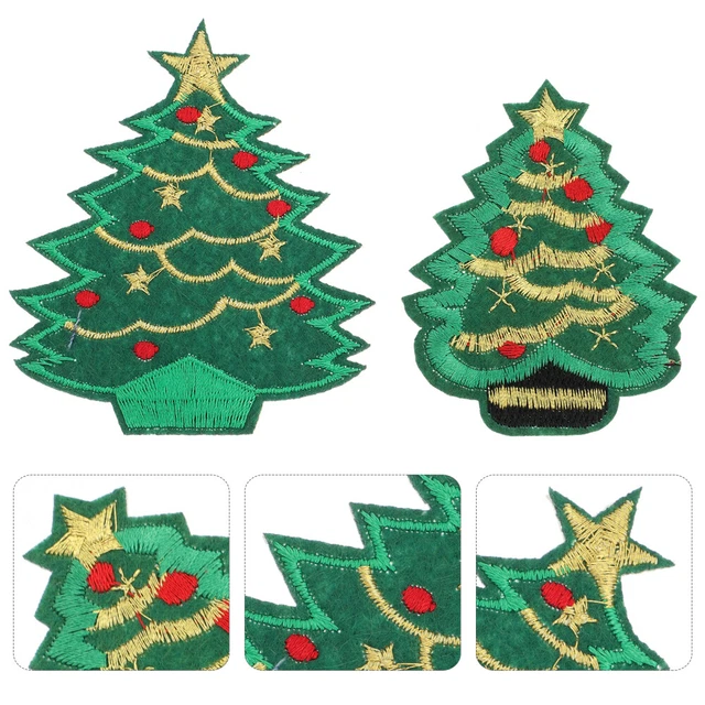 10 parches de bordado de Navidad aplique de árbol de Navidad