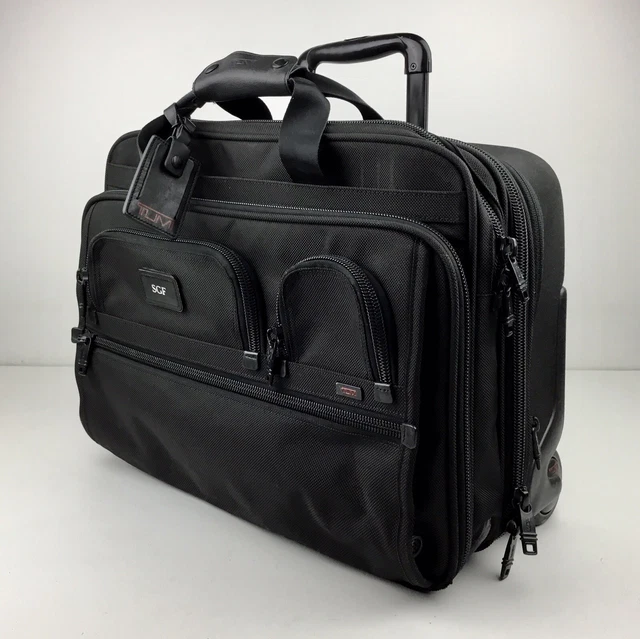 Tumi Alpha Deluxe Wheeled Expandable Brief Black Ballistic Nylon 26127DH
