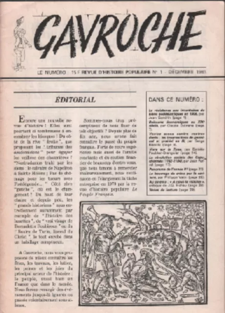 Revue d'histoire populaire / gavroche n° 1 | Collectif | Bon état