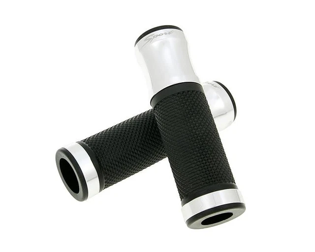 Poignées de guidon CNC-Sport - noir / alu poliert [Ø 22mm]
