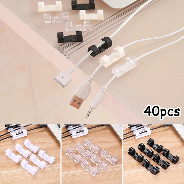 40 piezas Soporte de cable Cabrestante Alambre Autoadhesivo Protección Cable Organizador