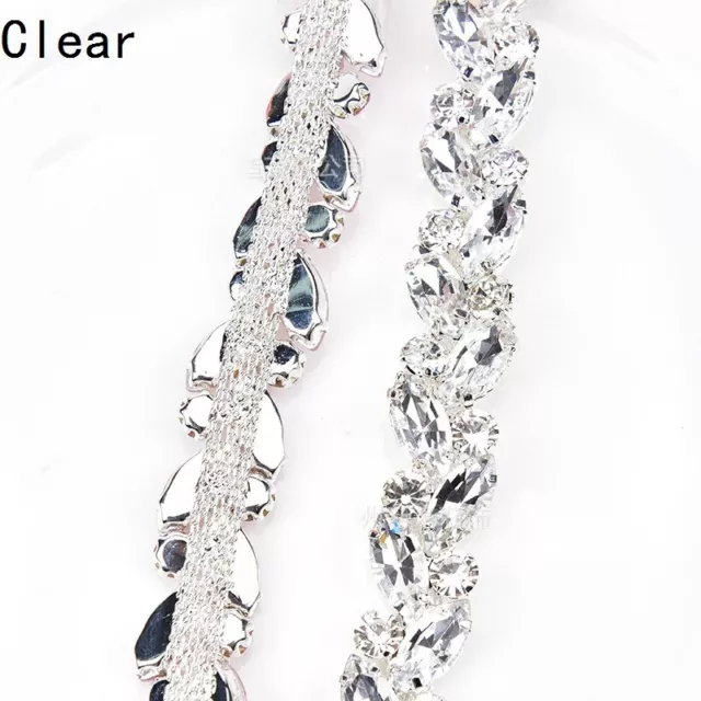 Crystal Fringe Rhinestone Lace Chain Trim Diamante Ribbon Beaded Floral Applique
