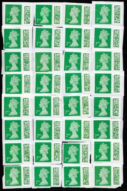 GB 32 x 2nd  Class Unfranked  Barcoded Stamps With Minor Faults On Paper