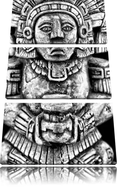 Pequeño Maya Escultura 3-Teiler Foto en Lienzo Decoración Pared Artística
