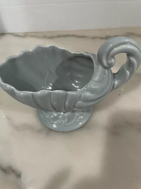 Rare Vintage Royal Haeger Light Blue Cornucopia Style Shell Ceramic Planter