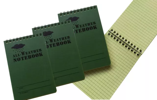 3 X Blocco Appunti Impermeabile Esterno Geocaching Set / Pacchetto Giornale