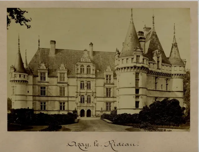 France, Château d&#039;Azay-le-Rideau vintage albumen print, France Tirage alb