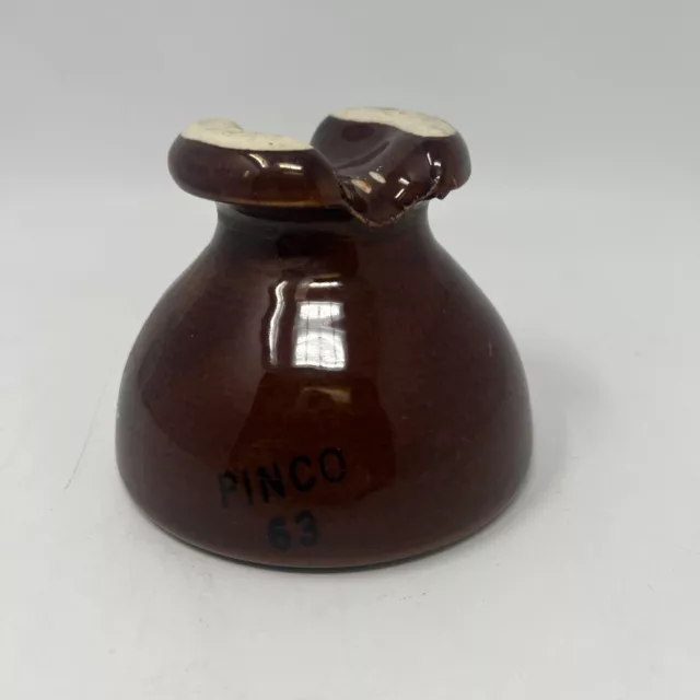 Vintage Rare Pinco 63 Tier Mushroom Porcelain Electrical Insulator Brown & Black