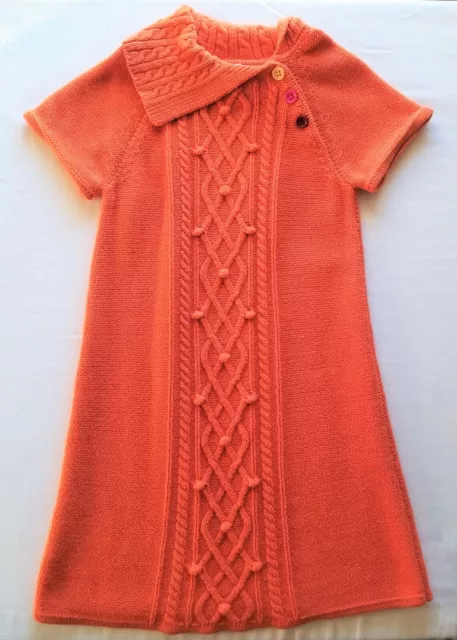 Gymboree Fashionable Fox Orange Short Sleeve Cable Knit Sweater Dress 7 Collar