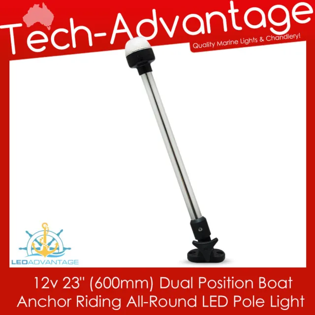 12v Boat 600mm 23" Anchor Light MASTHEAD Fold Riding Pole Navigation LED Light