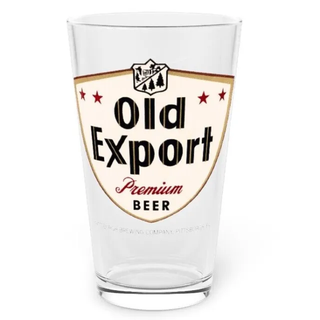OLD EXPORT Premium Beer PINT bar GLASS, Pittsburgh Brewing, PA Closed Distillery