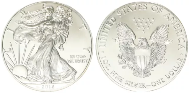 Ee.uu. 1 Dólar 2018 American Eagle Liberty - 1 Onza Plata Fina De sin