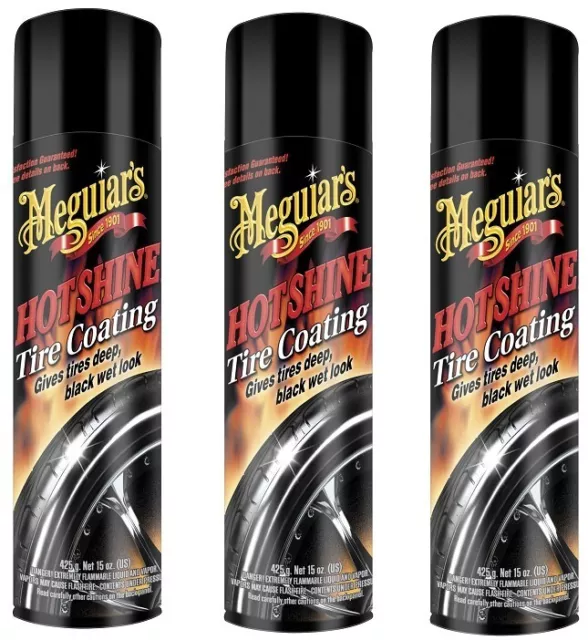 Meguiar's G13815 Hot Shine High Gloss Tire Coating, 15 oz. Aerosol (3 Pack)