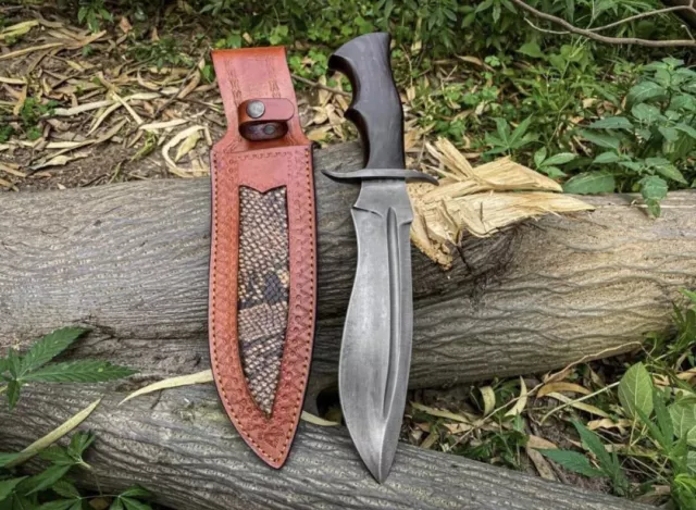 Custom Handmade Carbon Steel Jack Krauser Hunting Bowie Gut Hook Survival  Knife