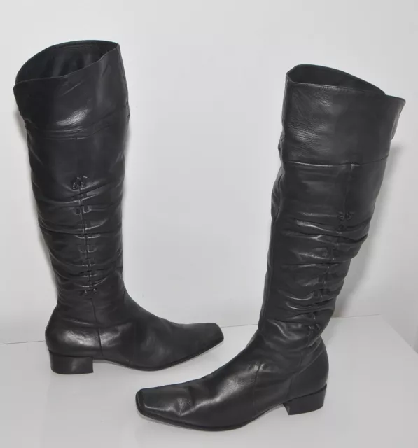 Jane Debster "Cannes" Black Genuine Leather Women's Tall Knee Boots Size 9½