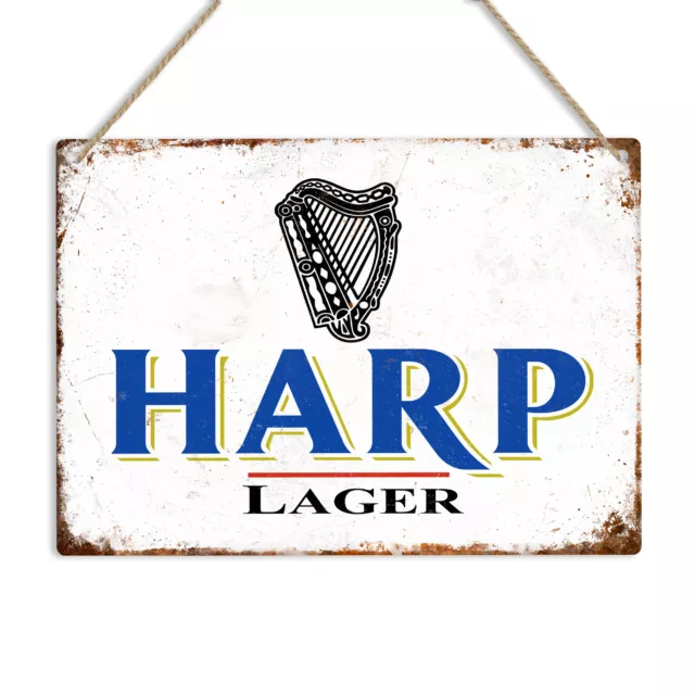 HARP Insegna Metallo Birra Vintage Retro Placca Bar Pub Uomo Grotta Irish Lager Art