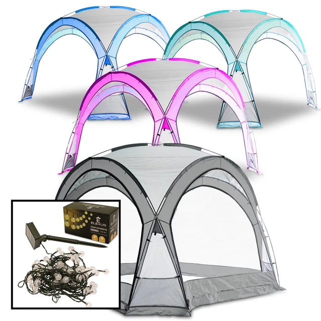 Gartenpavillon Gartenzelt Partyzelt Festzelt Camping mit 2x10m LED Lichterkette