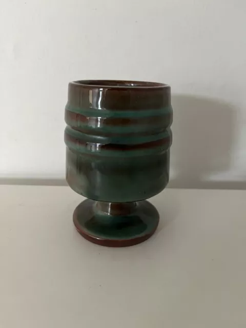 VTG Llangollen Studio Pottery Green Goblet Vintage Wales Welsh 11cm Tall Glaze