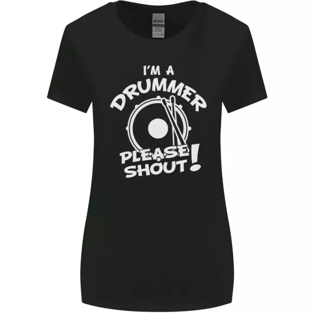 Drumming Im A Batterista Please Shout Divertente Donna più Ampia Taglio T-Shirt