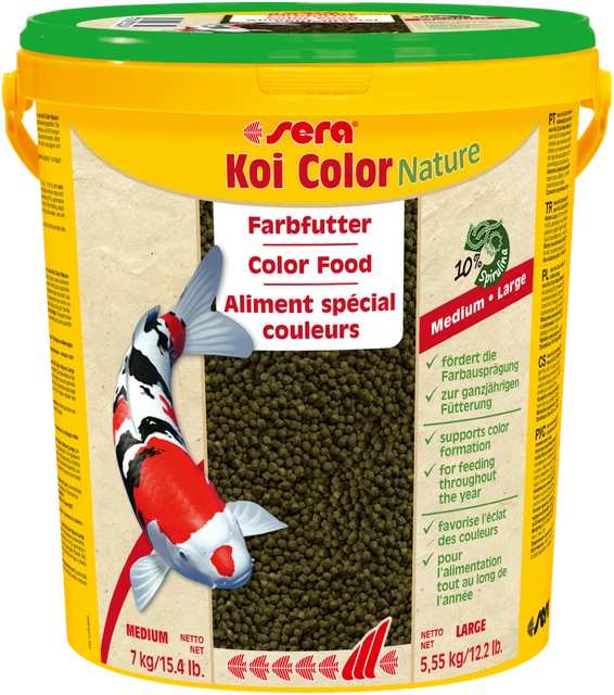 Sera Koi Color Grande 21 Cubo de Litros Pienso Alimento Peces Sticks