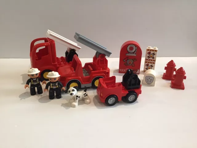 Lego Duplo Fire Truck Car Fire Man Fire Woman Dog Vehicles Bundle Lot (D1)