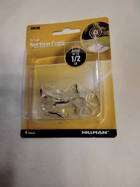 Hillman 536196 SMALL Suction Cup Hooks 1/2 lb Capacity 4 Pack